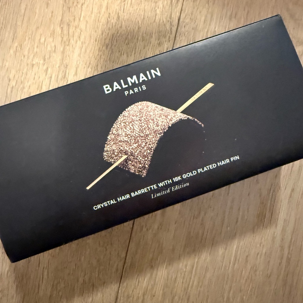 Balmain 18K Gold Plated Crystal Hair Accessory Pin